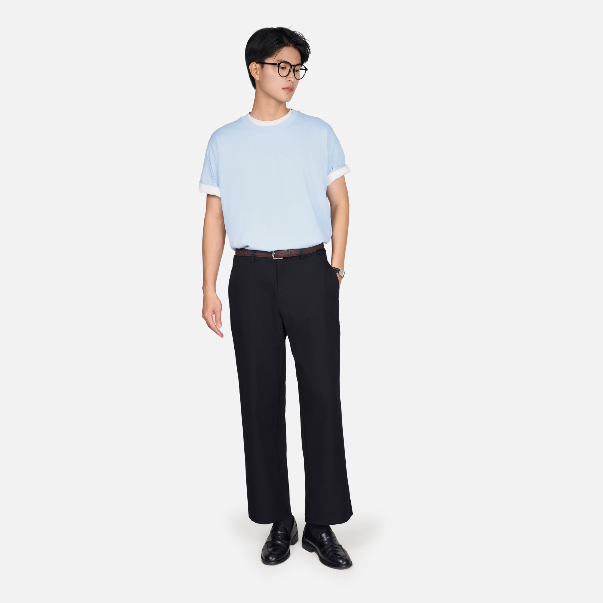 Quần Tây Ống Ôm Dần Vải Elasterell-P Dệt Chéo Co giãn